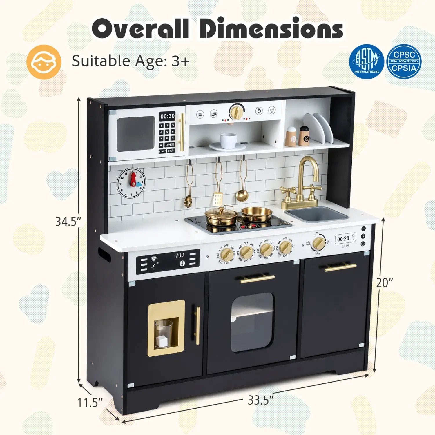 Wooden Play Kitchen for Kids with Realistic Lights and Sounds by DirectDeals