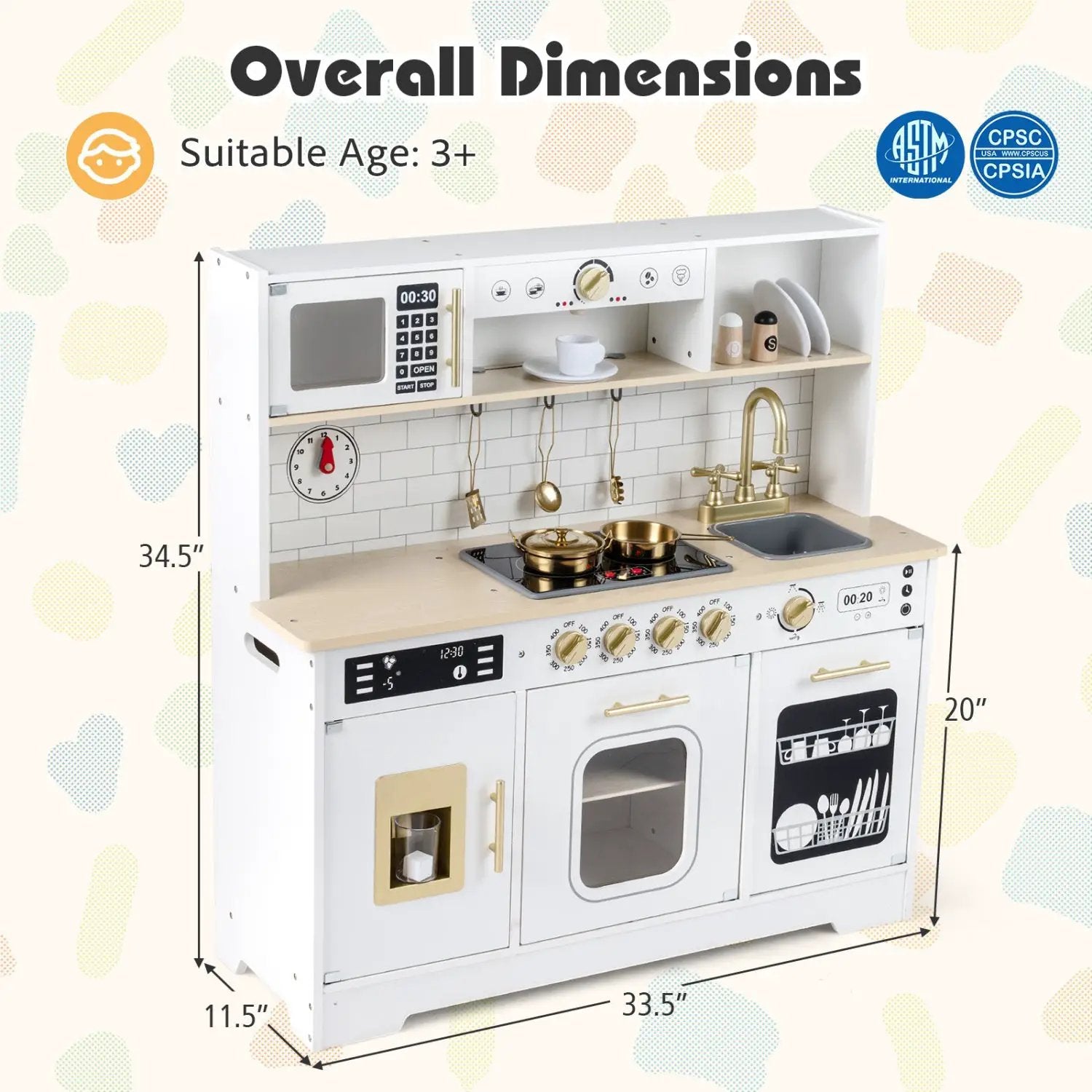 Wooden Play Kitchen for Kids with Realistic Lights and Sounds by DirectDeals
