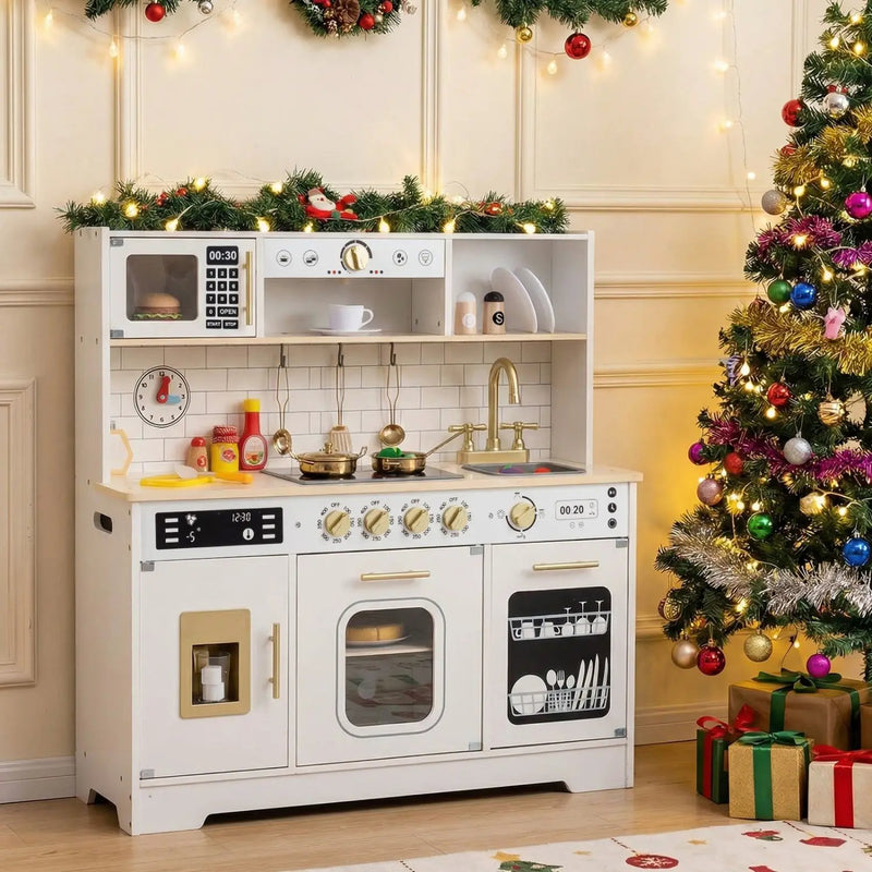 Wooden Play Kitchen for Kids with Realistic Lights and Sounds by DirectDeals