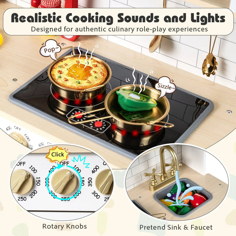 Wooden Play Kitchen for Kids with Realistic Lights and Sounds by DirectDeals