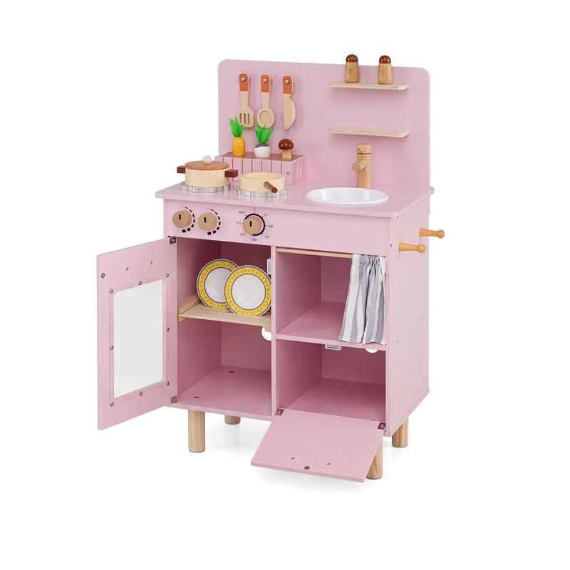 Wooden Play Kitchen Set for Kids with Stove, Sink & Faucet by DirectDeals