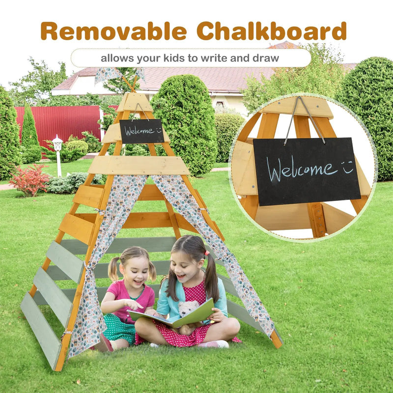 Triangle Hideaway Playhouse with Removable Chalkboard for Indoor and Outdoor by DirectDeals