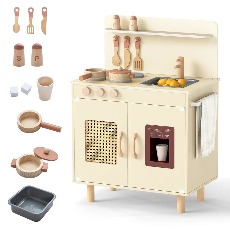 Wooden Pretend Kitchen Playset with Realistic Ice Maker by DirectDeals