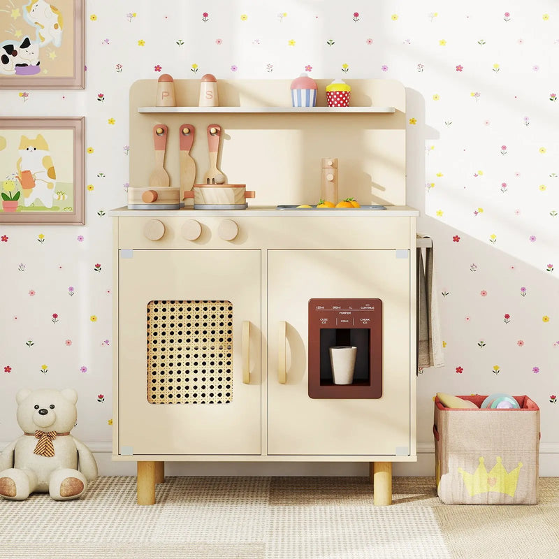 Wooden Pretend Kitchen Playset with Realistic Ice Maker by DirectDeals