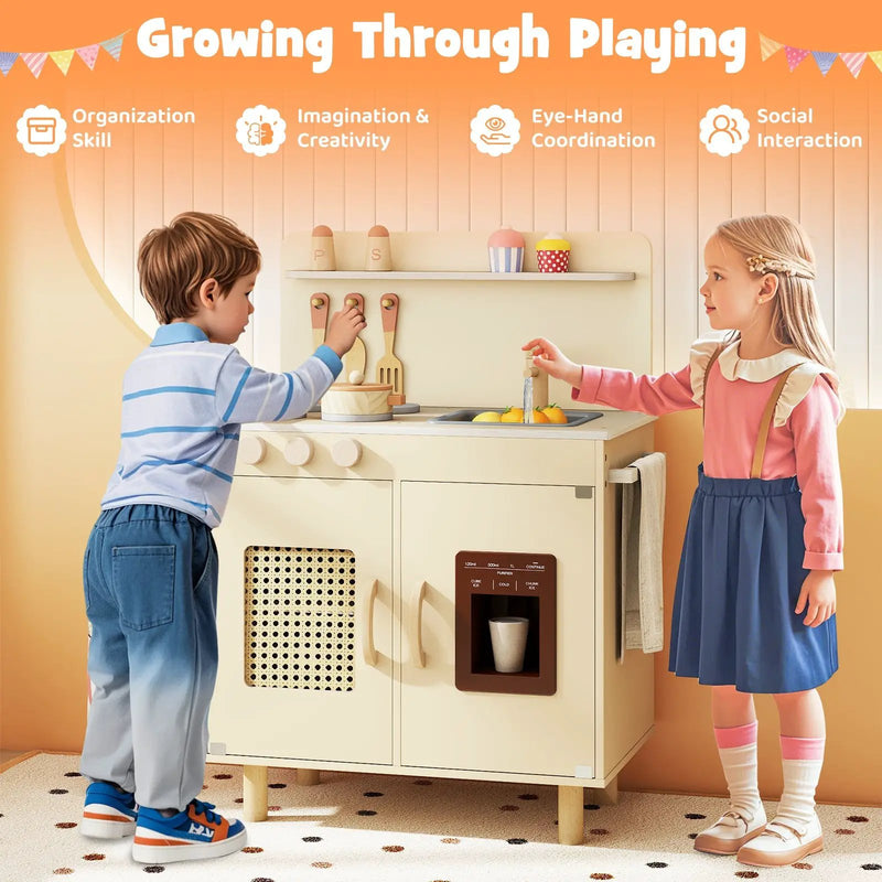 Wooden Pretend Kitchen Playset with Realistic Ice Maker by DirectDeals