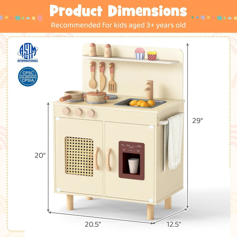 Wooden Pretend Kitchen Playset with Realistic Ice Maker by DirectDeals