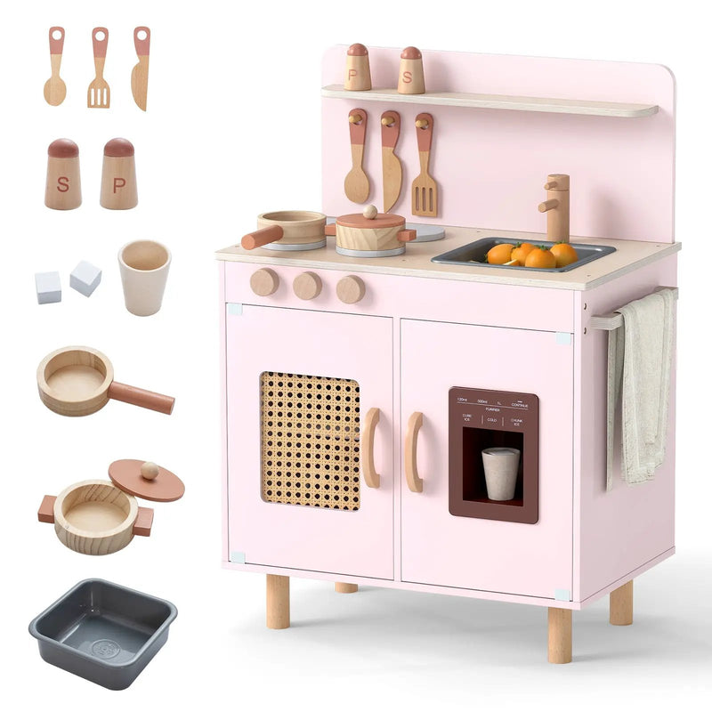 Wooden Pretend Kitchen Playset with Realistic Ice Maker by DirectDeals