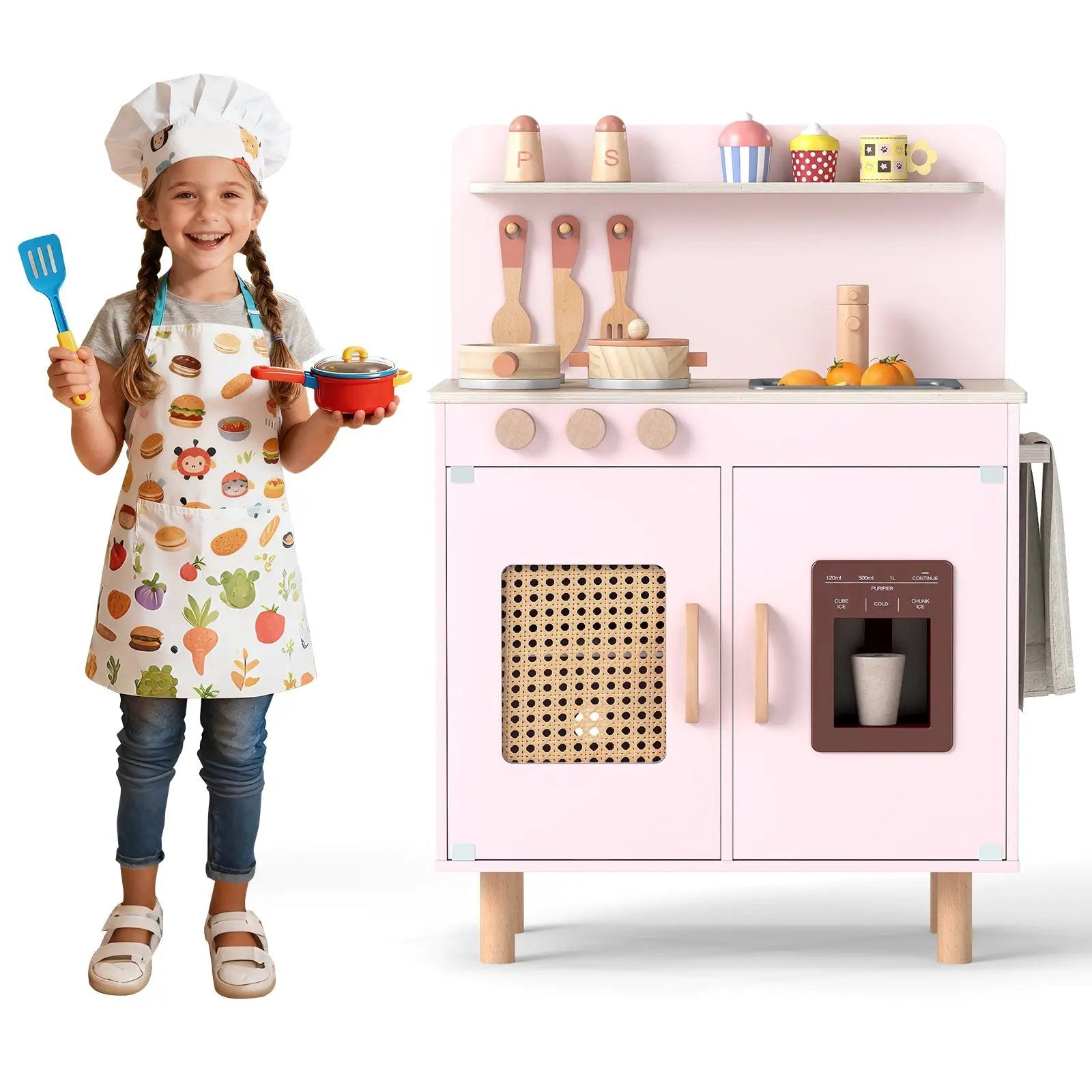 Wooden Pretend Kitchen Playset with Realistic Ice Maker by DirectDeals