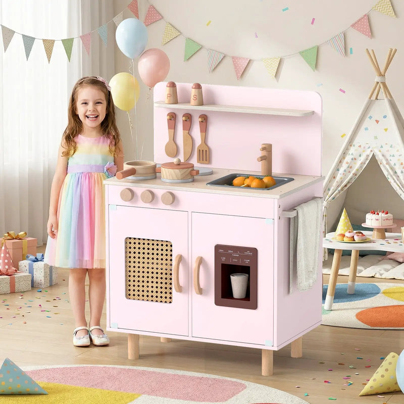 Wooden Pretend Kitchen Playset with Realistic Ice Maker by DirectDeals