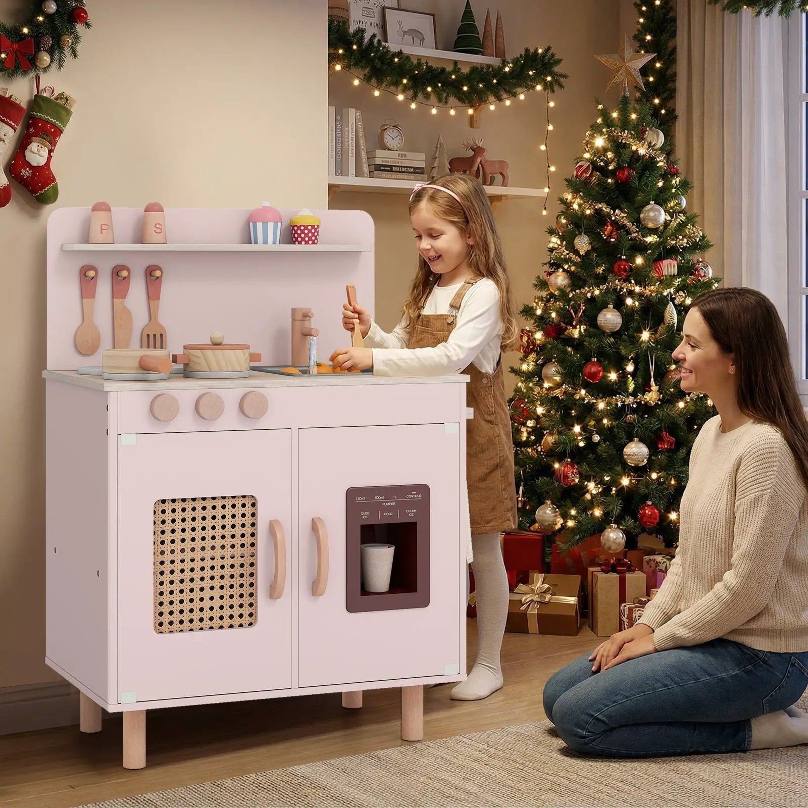 Wooden Pretend Kitchen Playset with Realistic Ice Maker by DirectDeals
