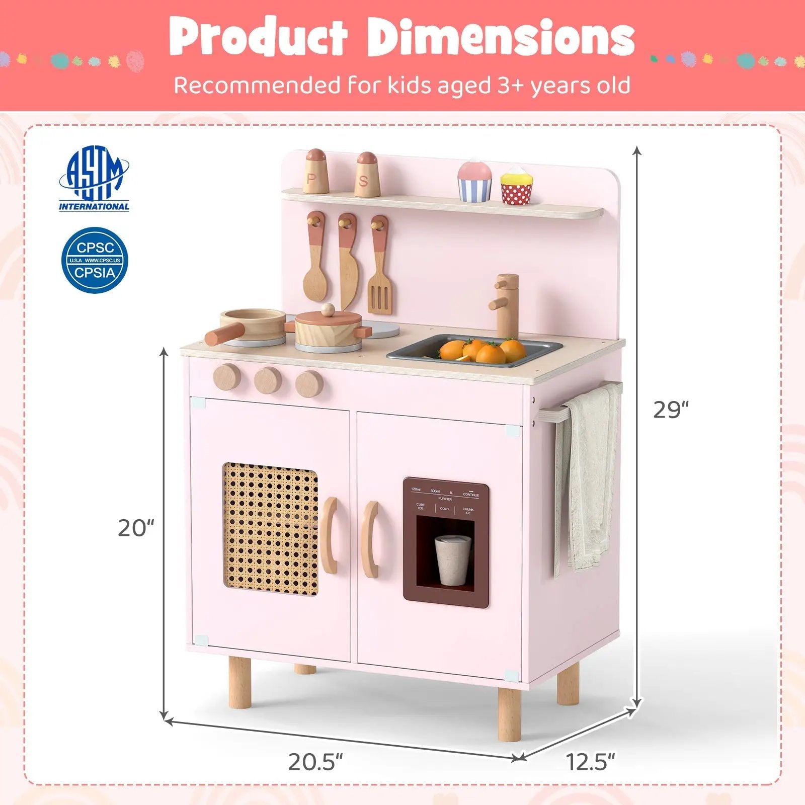 Wooden Pretend Kitchen Playset with Realistic Ice Maker by DirectDeals