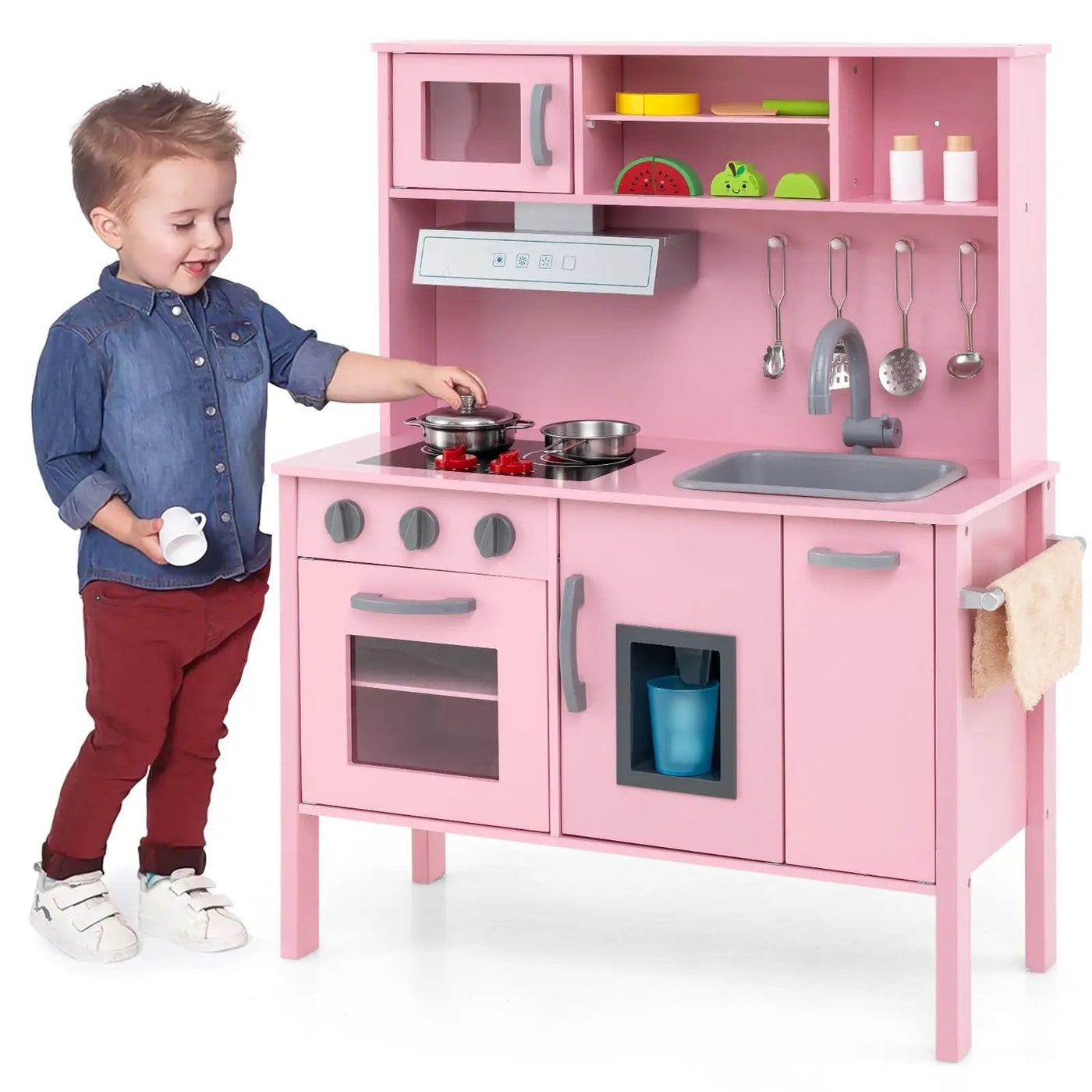 Wooden Pretend Play Kitchen Set for Toddlers by DirectDeals