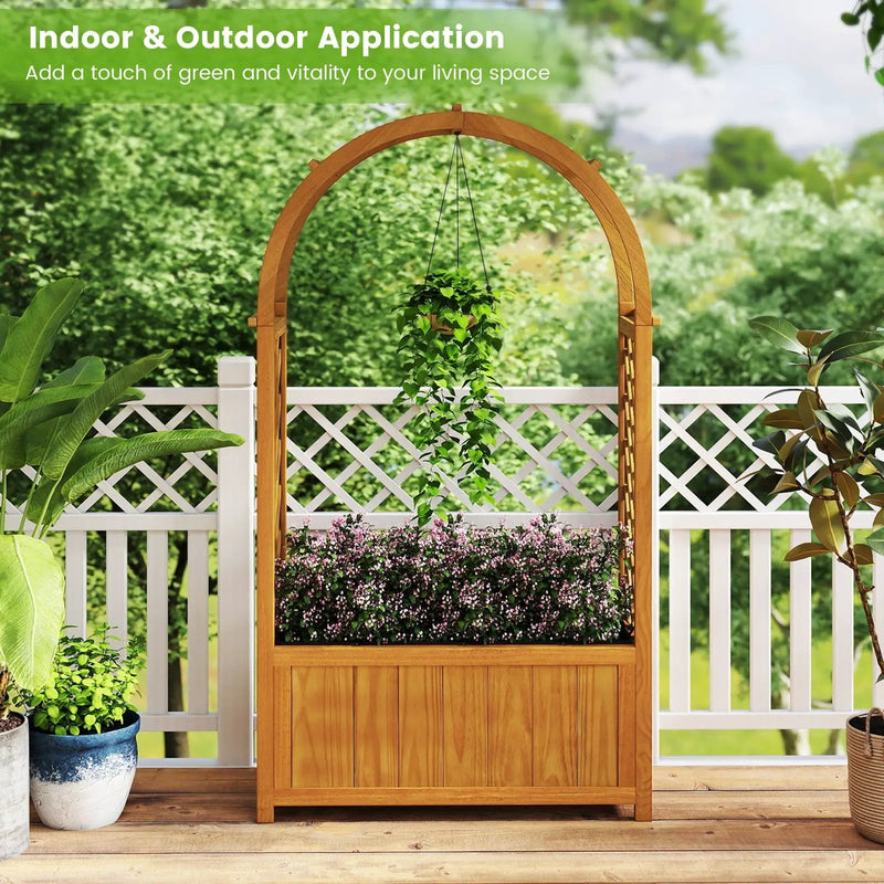 Wooden Raised Garden Bed with Lattice Trellis and Arched Roof-Orange by DirectDeals