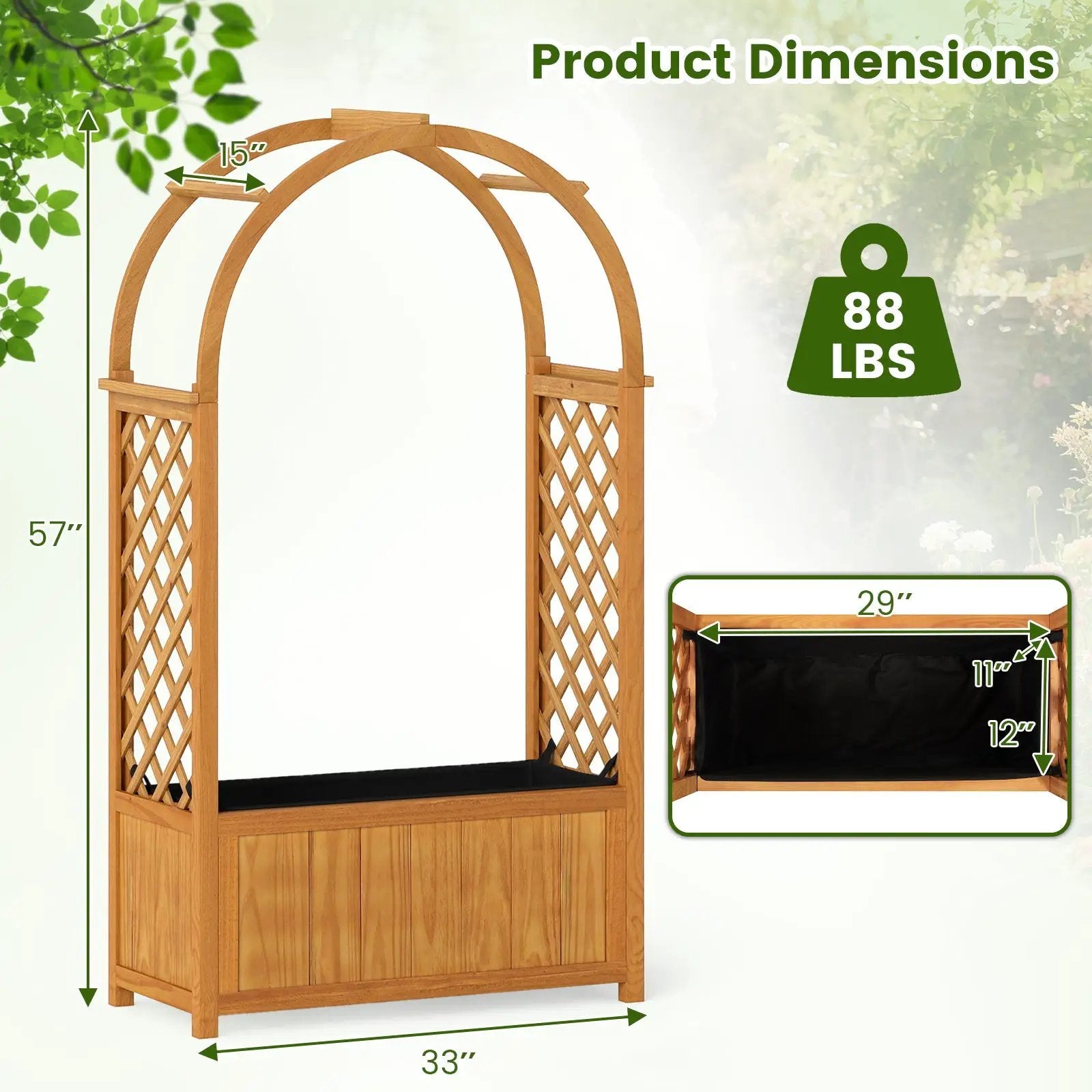 Wooden Raised Garden Bed with Lattice Trellis and Arched Roof-Orange by DirectDeals