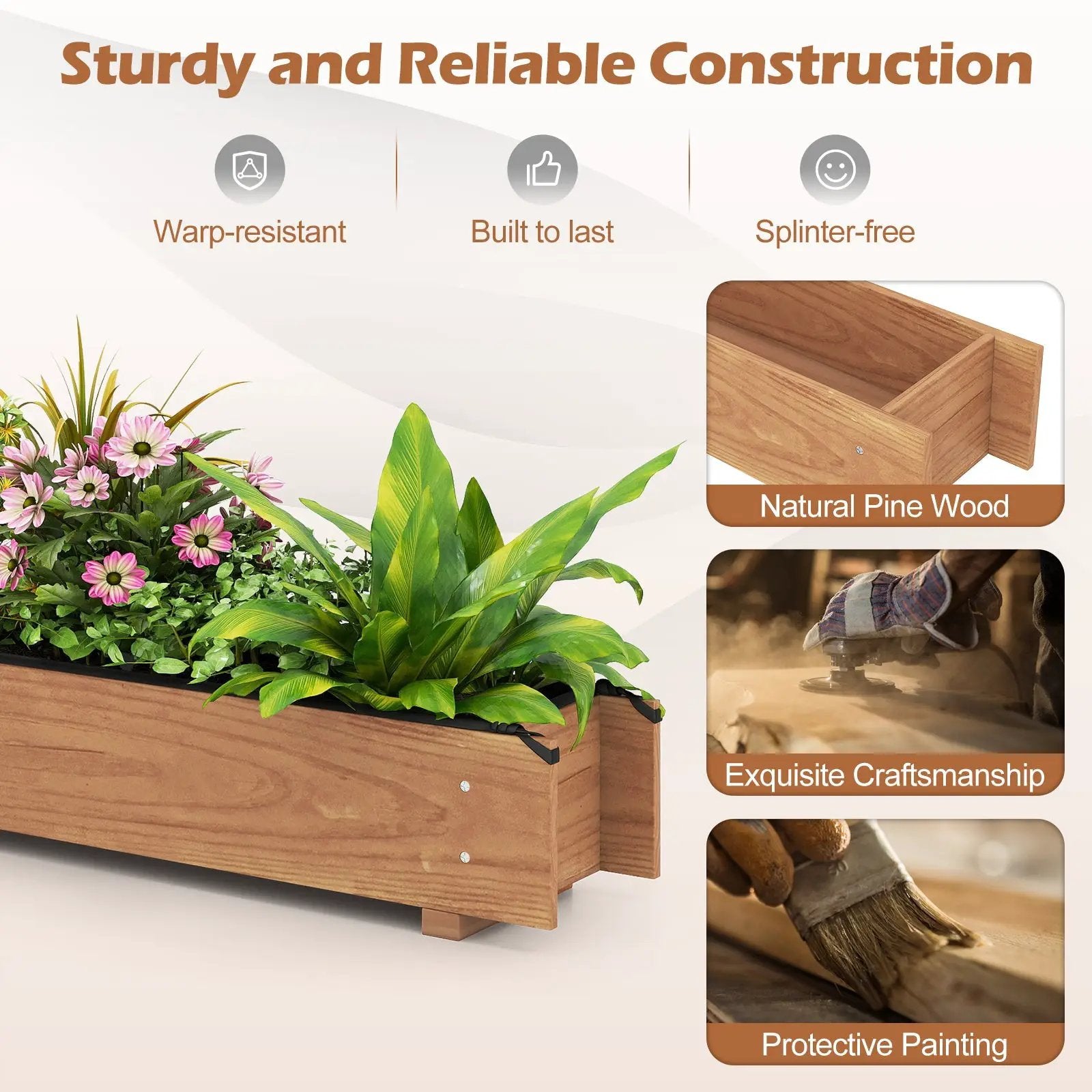Wooden Raised Garden Bed with Drainage Holes for Vegetable Flower Herb Succulent by DirectDeals
