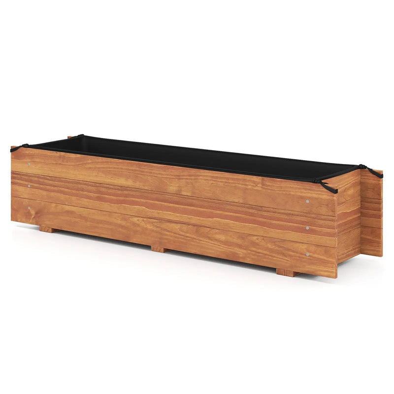 Wooden Raised Garden Bed with Drainage Holes and Liner Elevated Rectangular Planter Box-Orange by DirectDeals
