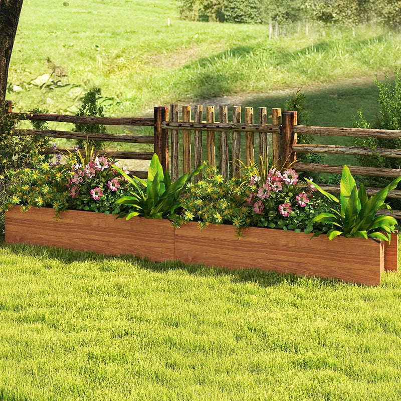 Wooden Raised Garden Bed with Drainage Holes and Liner Elevated Rectangular Planter Box-Orange by DirectDeals