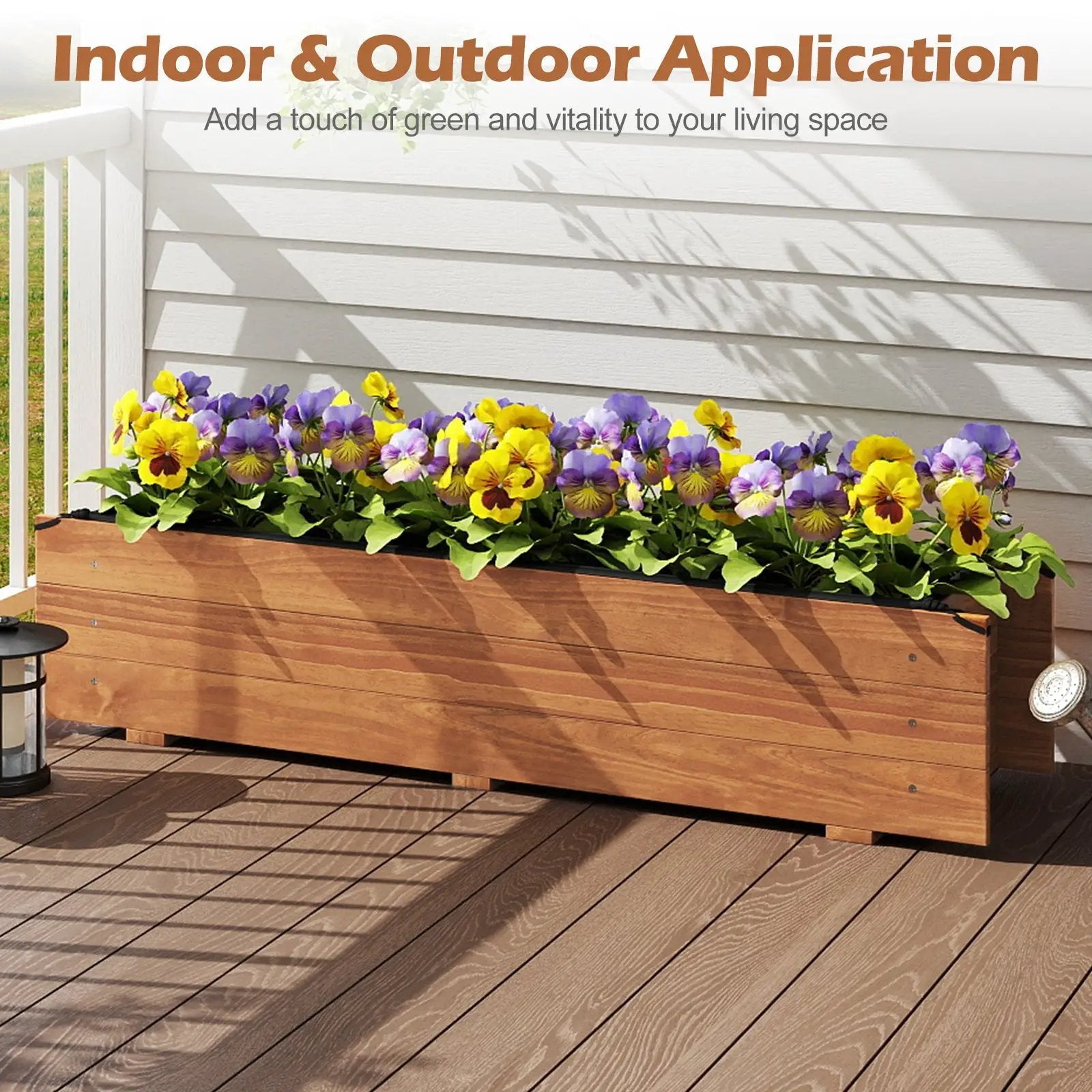 Wooden Raised Garden Bed with Drainage Holes and Liner Elevated Rectangular Planter Box-Orange by DirectDeals