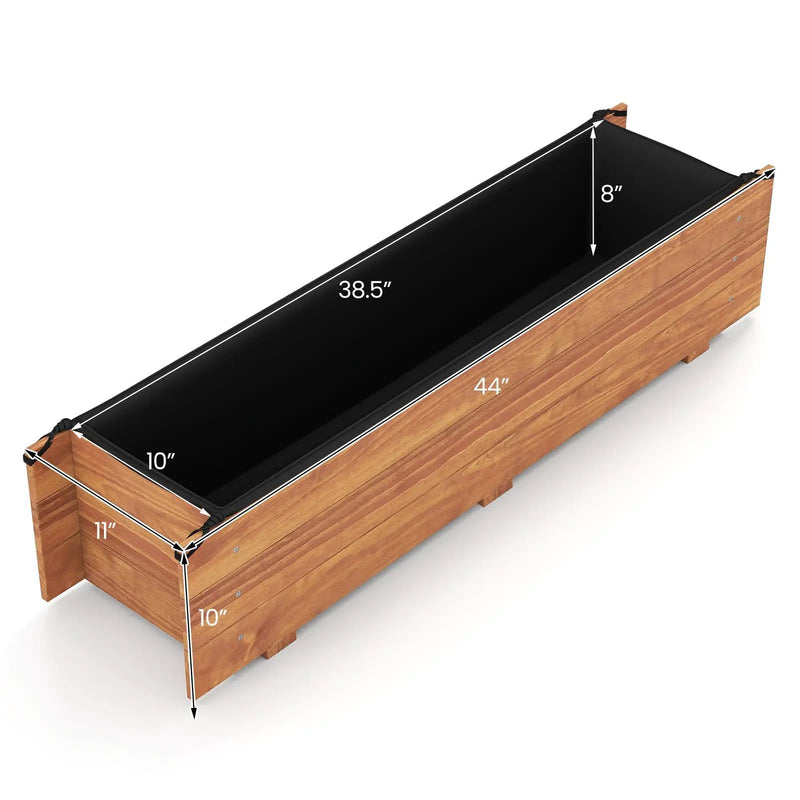 Wooden Raised Garden Bed with Drainage Holes and Liner Elevated Rectangular Planter Box-Orange by DirectDeals