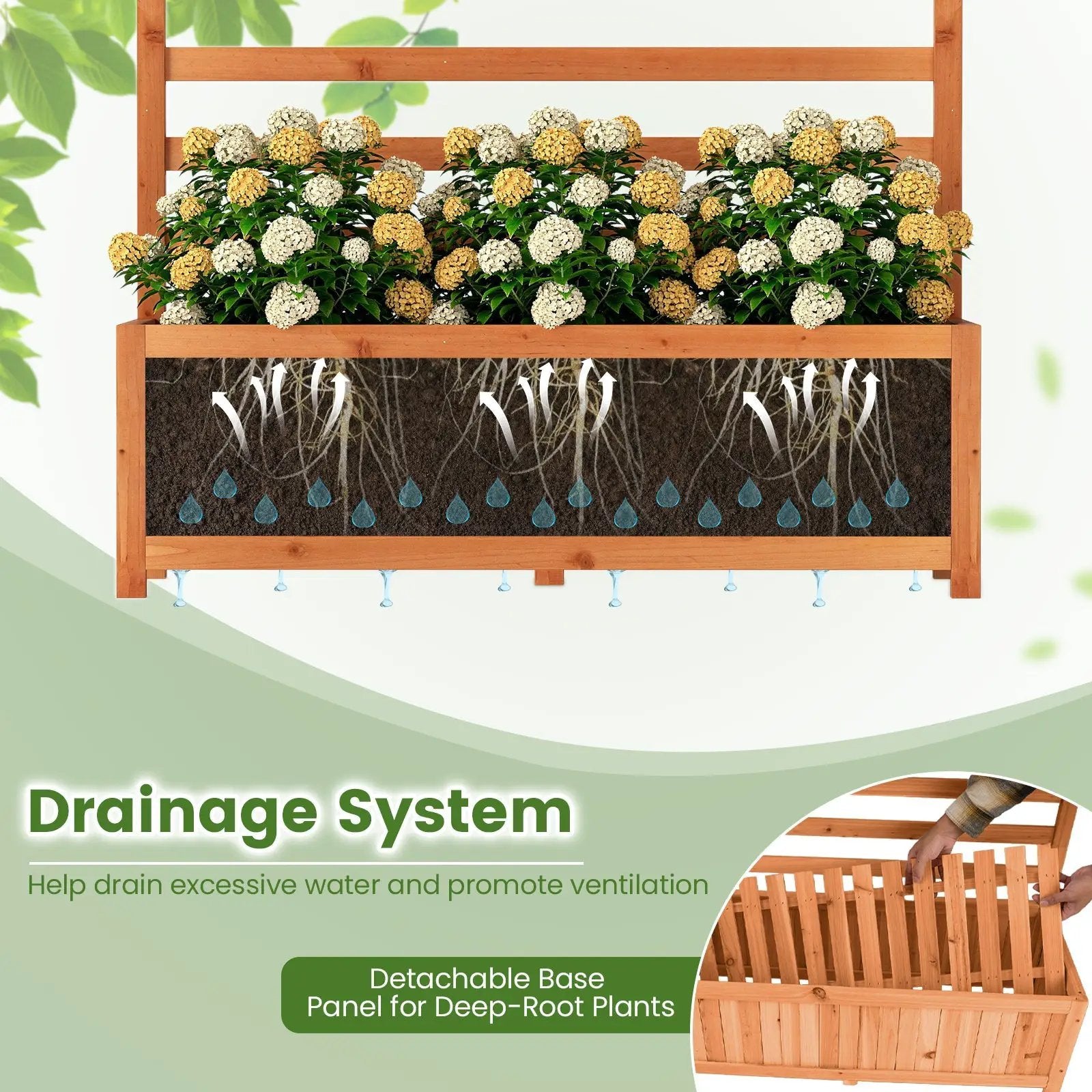 Wooden Raised Garden Bed 59 Inch Tall Elevated Planter Box with Vertical Trellis-Orange by DirectDeals