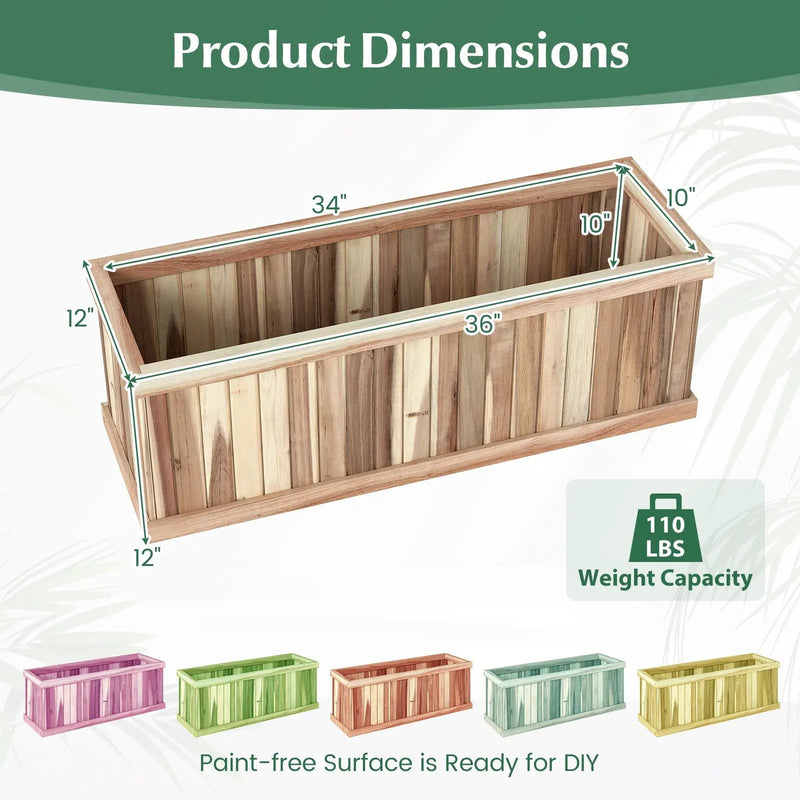Wooden Raised Garden Bed Natural Acacia Wood Rectangular Planter Box with Drainage-Natural by DirectDeals