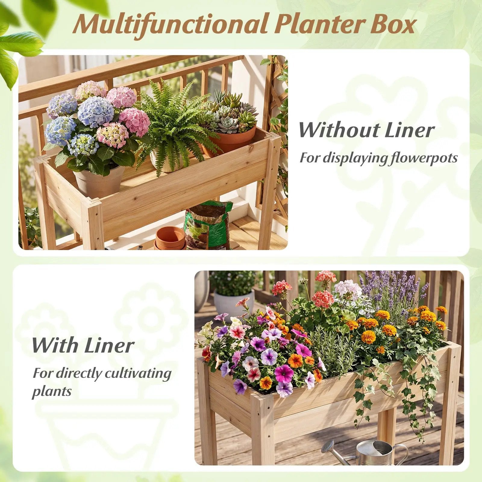 Wooden Raised Garden Bed with Legs and Storage Shelf by DirectDeals