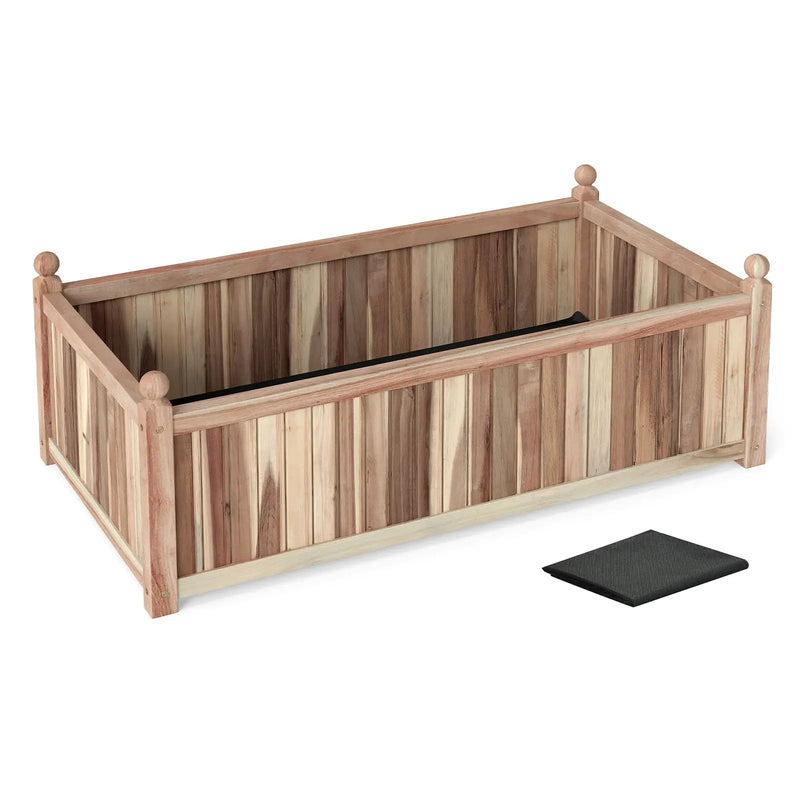 Wooden Raised Garden Bed Natural Acacia Wood Rectangular Planter Box with Liner-Natural by DirectDeals