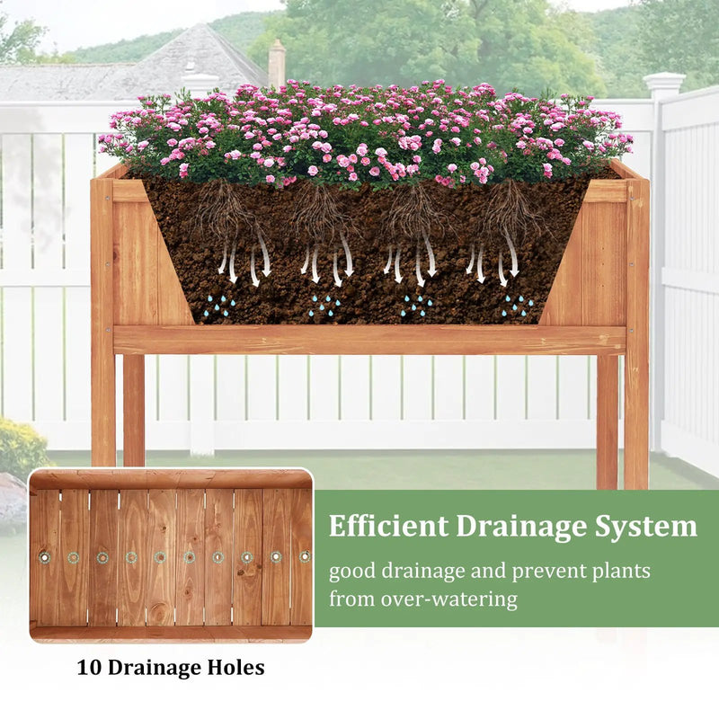 Wooden Raised Garden Bed with Storage Shelf and 220 LBS Capacity-Orange by DirectDeals