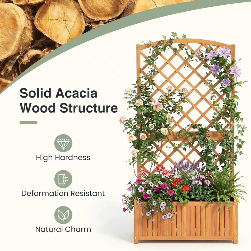 Wooden Raised Garden Bed with Trellis 63 Inch Tall Garden Planter by DirectDeals
