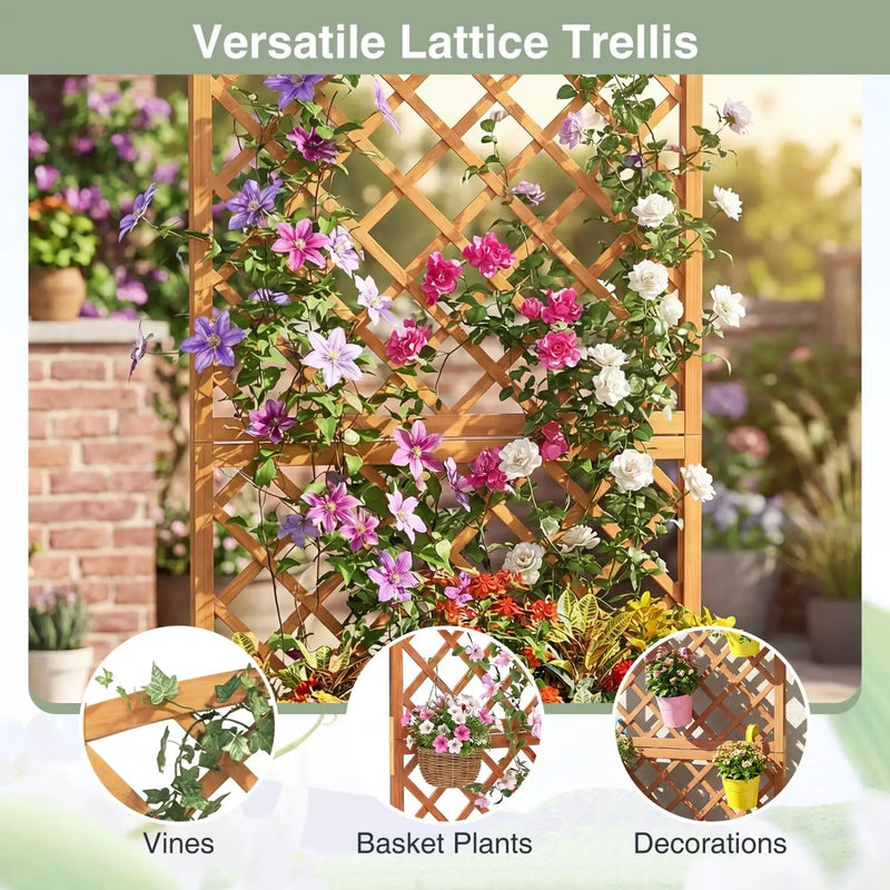 Wooden Raised Garden Bed with Trellis 63 Inch Tall Garden Planter by DirectDeals