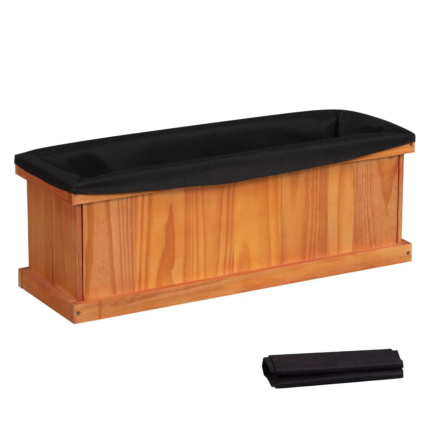 Wooden Raised Garden Bed with Drainage Holes and Liner Solid Fir Wood Planter Box by DirectDeals