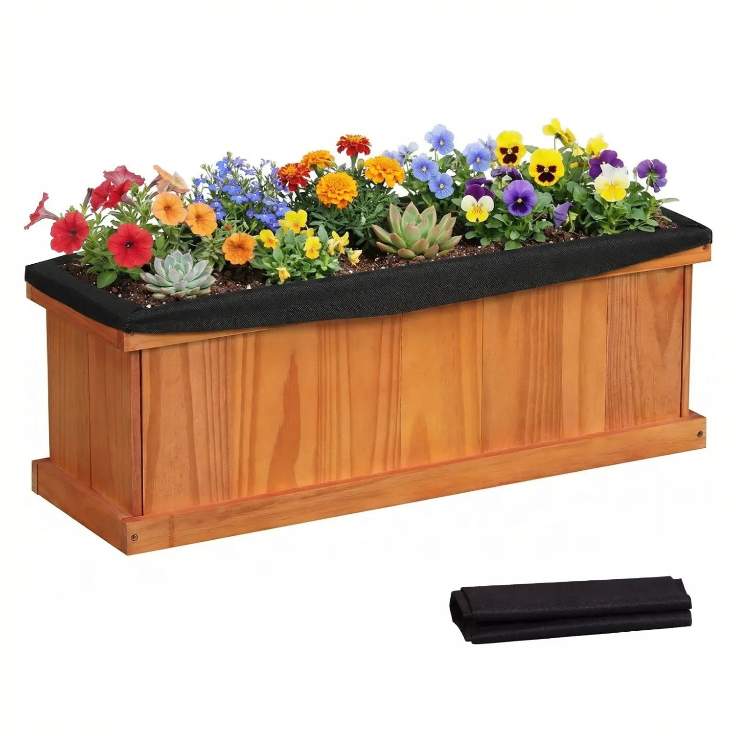 Wooden Raised Garden Bed with Drainage Holes and Liner Solid Fir Wood Planter Box by DirectDeals