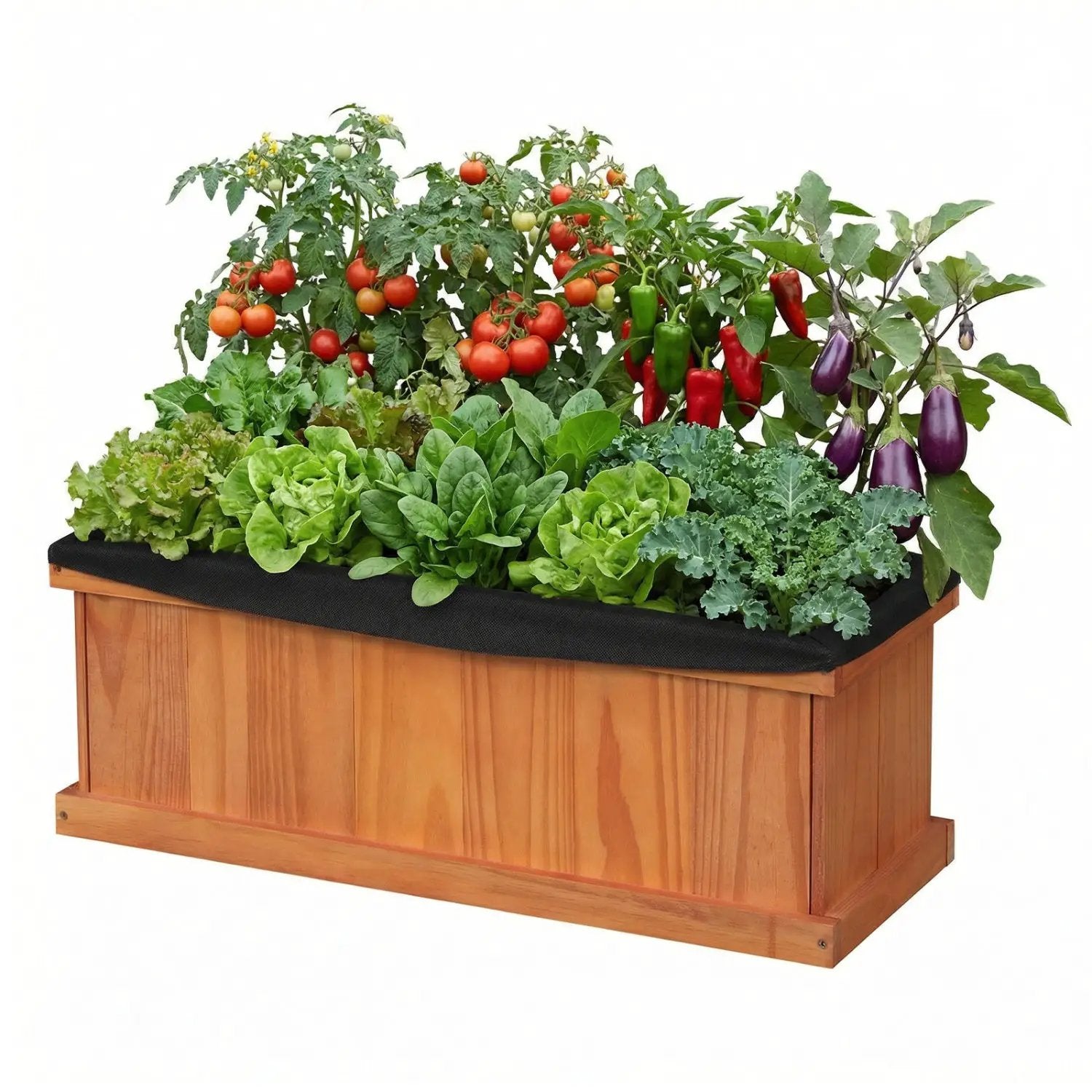 Wooden Raised Garden Bed with Drainage Holes and Liner Solid Fir Wood Planter Box by DirectDeals