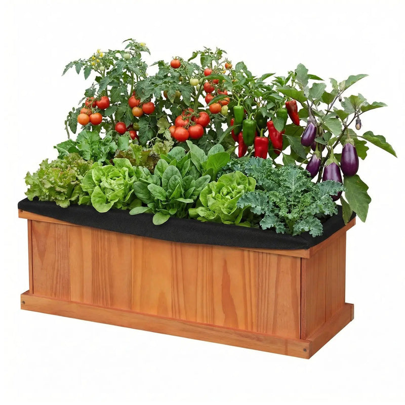 Wooden Raised Garden Bed with Drainage Holes and Liner Solid Fir Wood Planter Box by DirectDeals