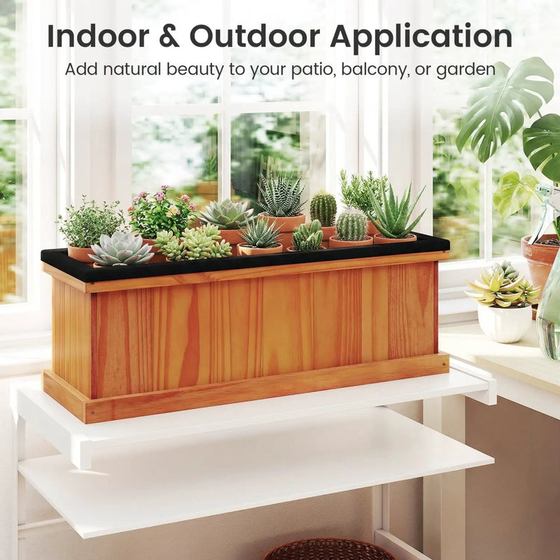 Wooden Raised Garden Bed with Drainage Holes and Liner Solid Fir Wood Planter Box by DirectDeals