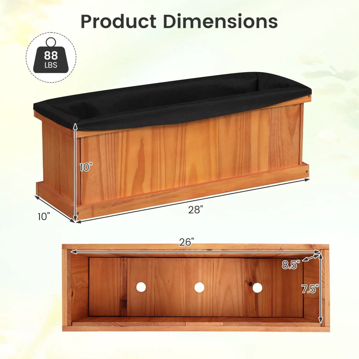 Wooden Raised Garden Bed with Drainage Holes and Liner Solid Fir Wood Planter Box by DirectDeals