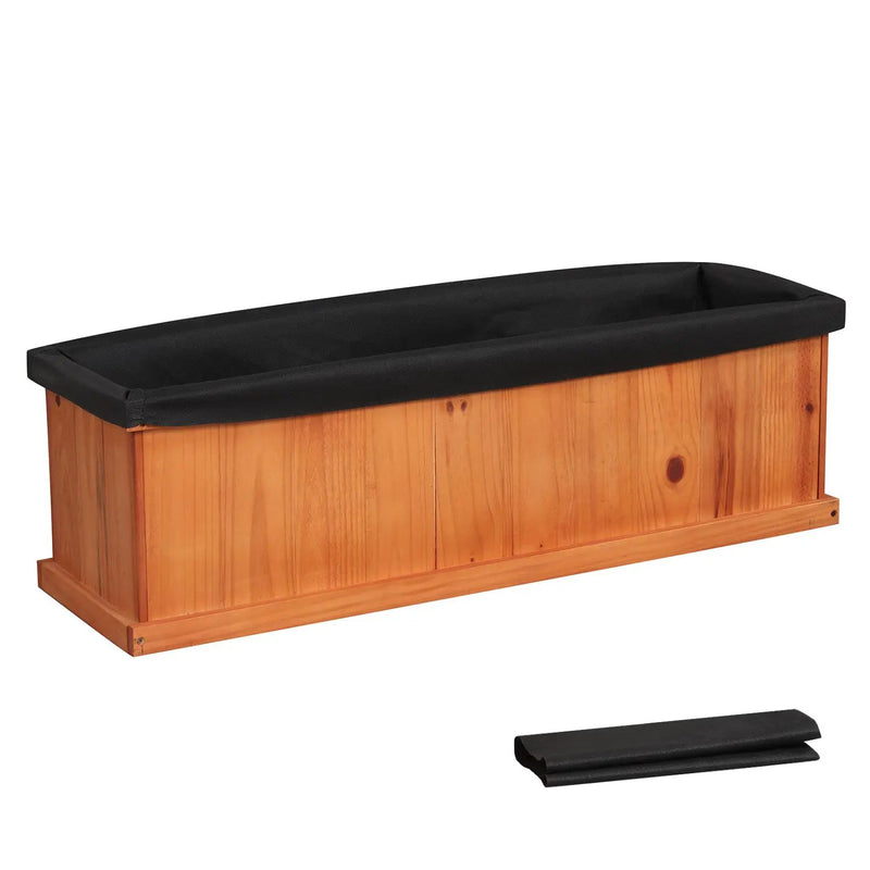 Wooden Raised Garden Bed with Drainage Holes and Liner Solid Fir Wood Planter Box by DirectDeals