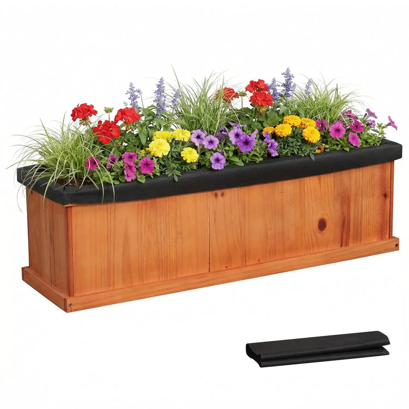 Wooden Raised Garden Bed with Drainage Holes and Liner Solid Fir Wood Planter Box by DirectDeals