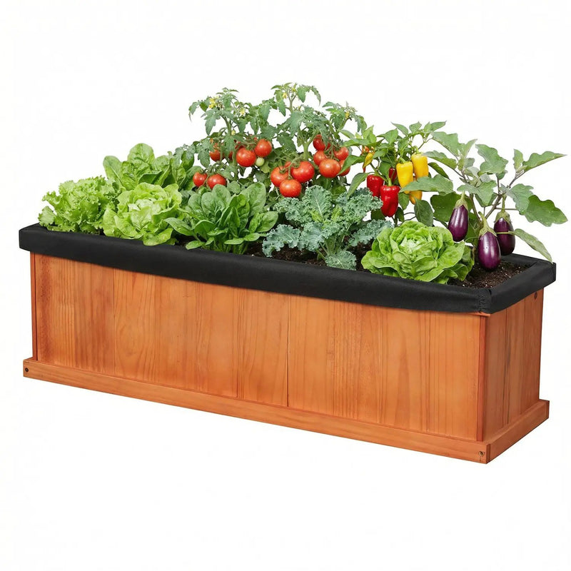 Wooden Raised Garden Bed with Drainage Holes and Liner Solid Fir Wood Planter Box by DirectDeals