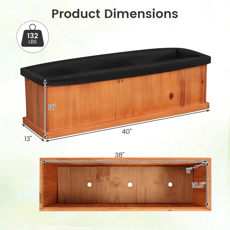 Wooden Raised Garden Bed with Drainage Holes and Liner Solid Fir Wood Planter Box by DirectDeals