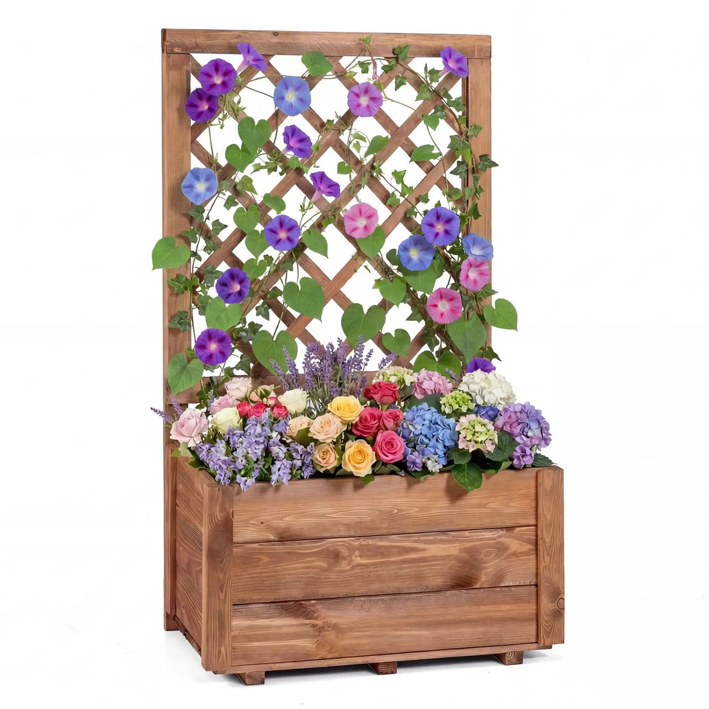 Raised Garden Bed Wooden Elevated Planter Box with Lattice Trellis-S by DirectDeals