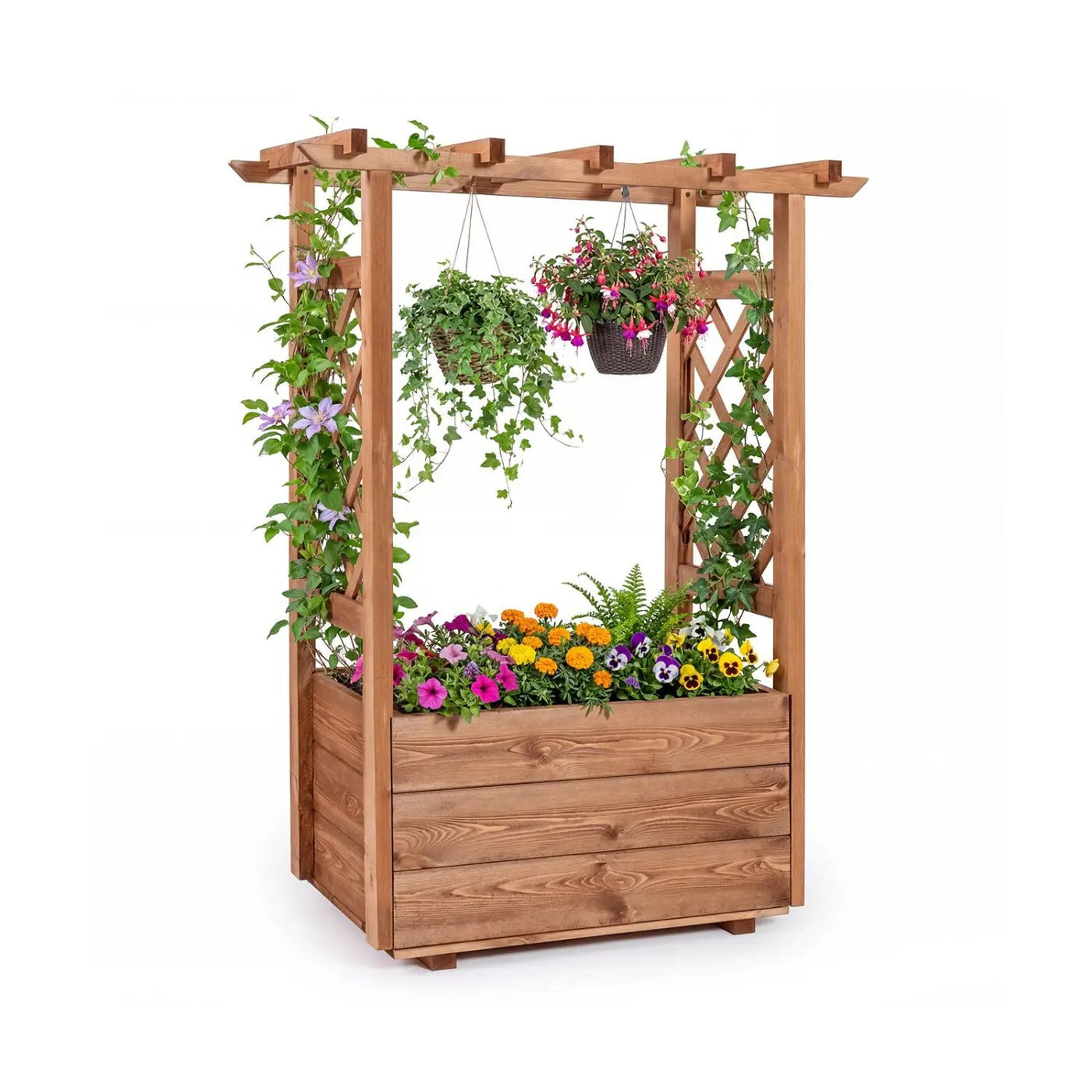 Raised Garden Bed Wooden Elevated Planter Box with Hanging Roof-S by DirectDeals