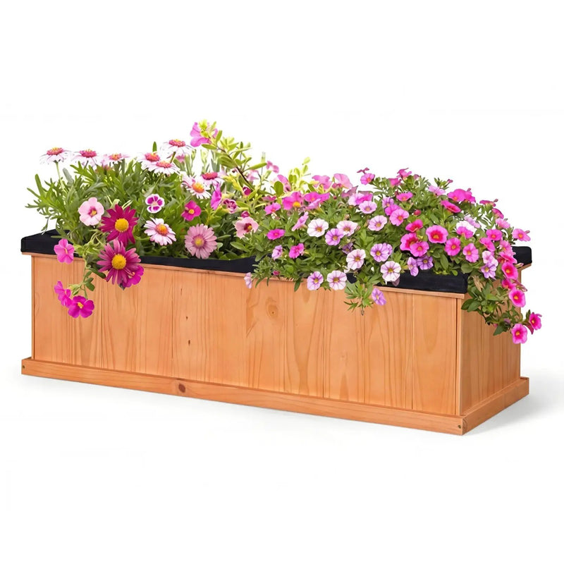 Wooden Raised Garden Bed with Drainage Holes and Liner Solid Fir Wood Planter Box by DirectDeals
