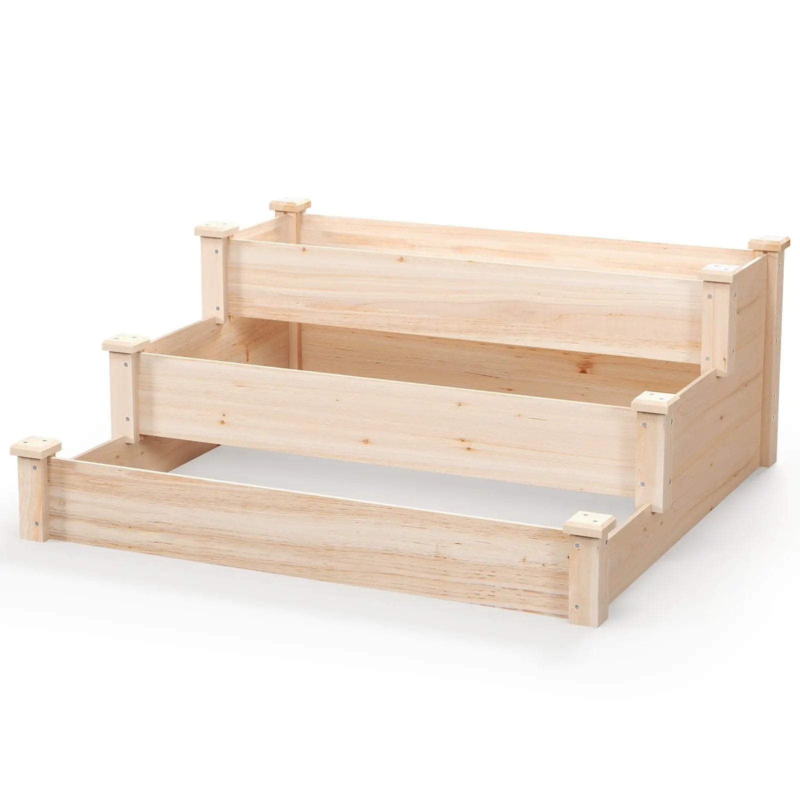 3-Tier Wooden Raised Garden Bed for Backyard Patio Gardening by DirectDeals
