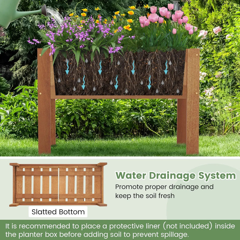 Wooden Raised Garden Bed Solid Wood Elevated Planter Box with Legs by DirectDeals