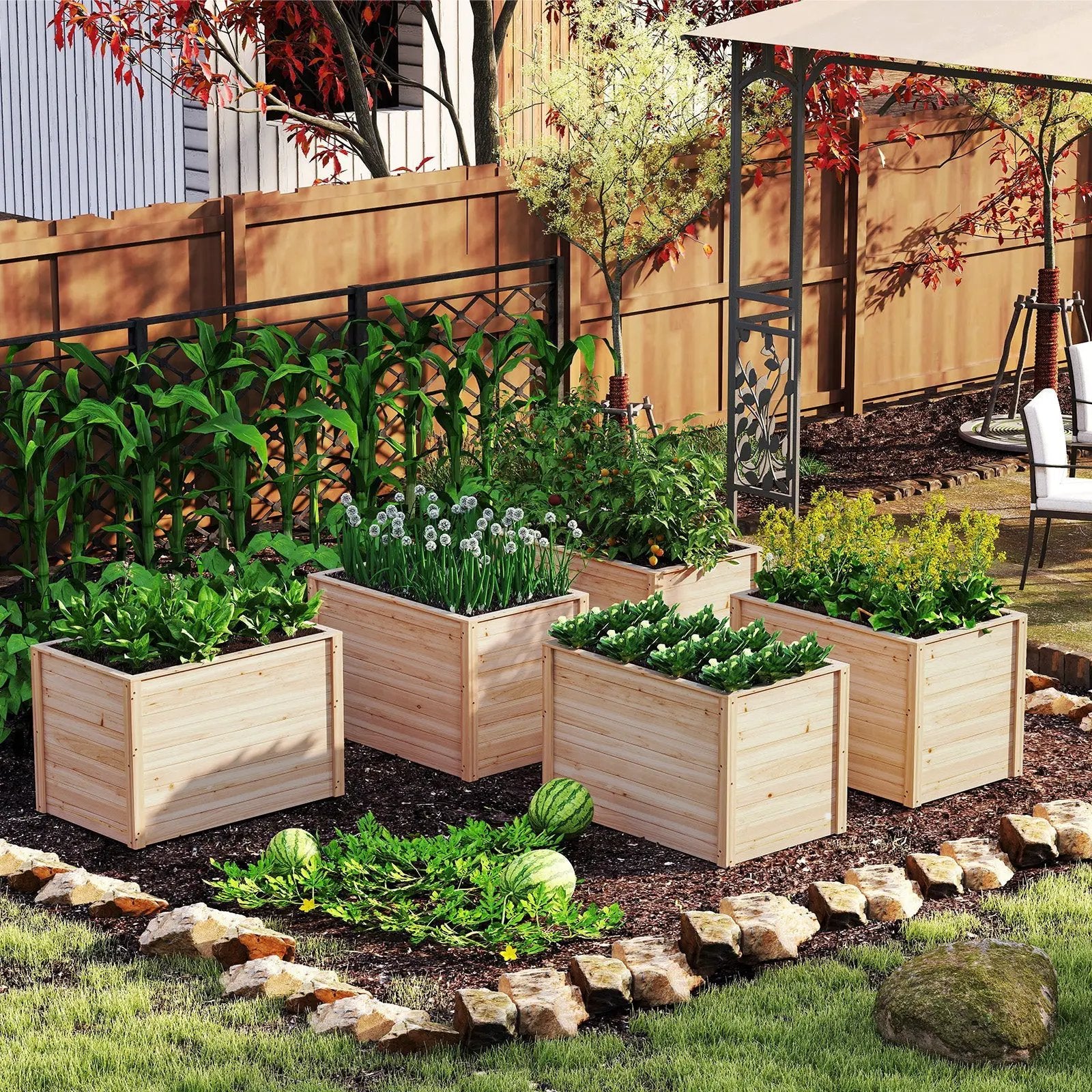 Wooden Raised Garden Bed Elevated Planter Box with Open-Ended Base by DirectDeals