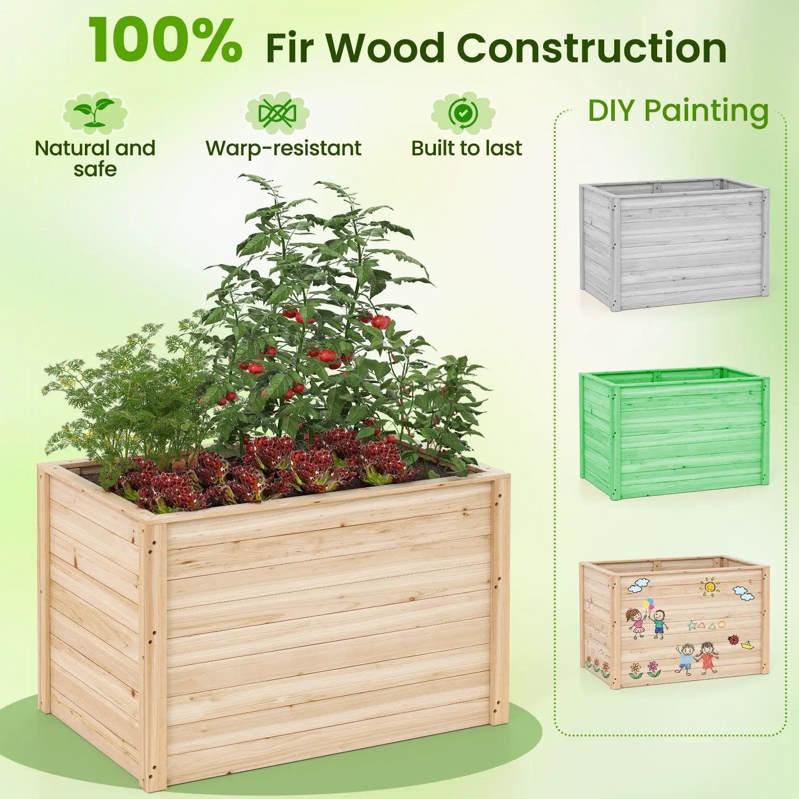 Wooden Raised Garden Bed Elevated Planter Box with Open-Ended Base by DirectDeals