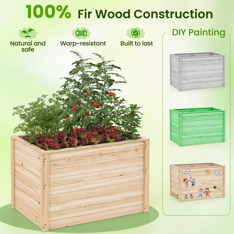 Wooden Raised Garden Bed Elevated Planter Box with Open-Ended Base by DirectDeals