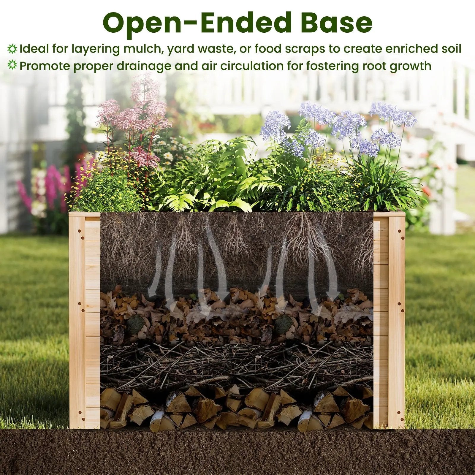 Wooden Raised Garden Bed Elevated Planter Box with Open-Ended Base by DirectDeals