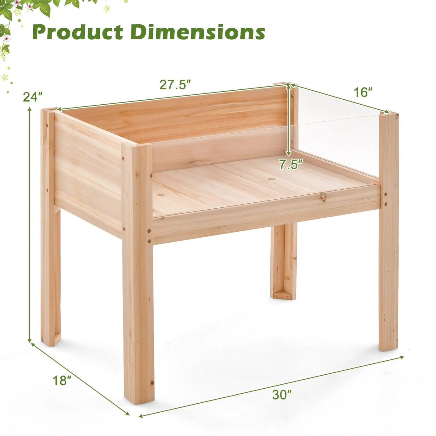 30/47 Inch Wooden Raised Garden Bed by DirectDeals